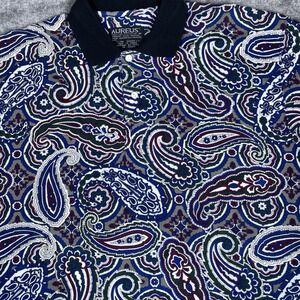 Vintage Aureus Golf Polo Shirt‎ Men's Medium Paisley Short Sleeve